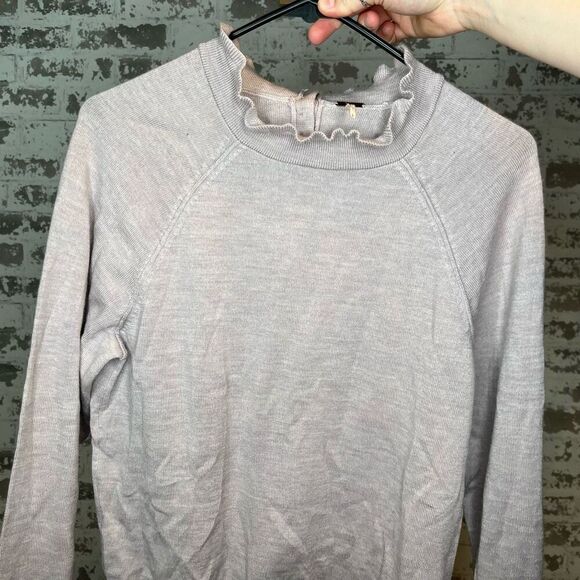 Free people | women light lavender wool sweater w/ ruffles - Picture 1 of 11